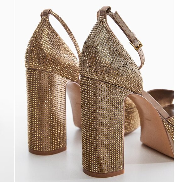 MANGO Heeled sandal with strass strap Sizes 7.5/8.5NEW WITH TAG! - Picture 3 of 6